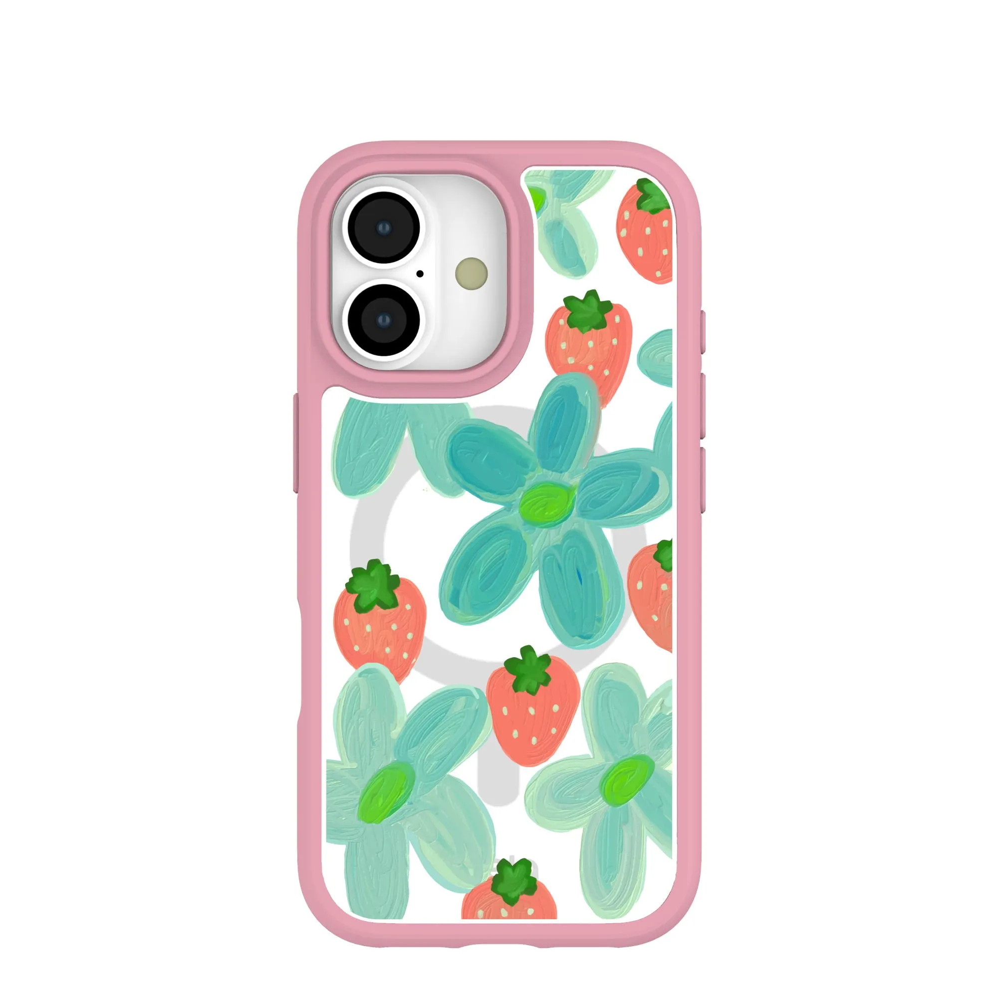 Clear Berry Belle iPhone 17 Case With Petal Pink Ridge (MagSafe included) Compact Texture Elegant Touch