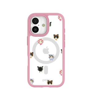 clean design Creative Texture Clear Cat Couture iPhone 17 Case With Petal Pink Ridge (MagSafe included)