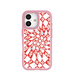 Functional Design High Durability Clear Funky Fleurs iPhone 17 Case With Petal Pink Ridge (MagSafe included)
