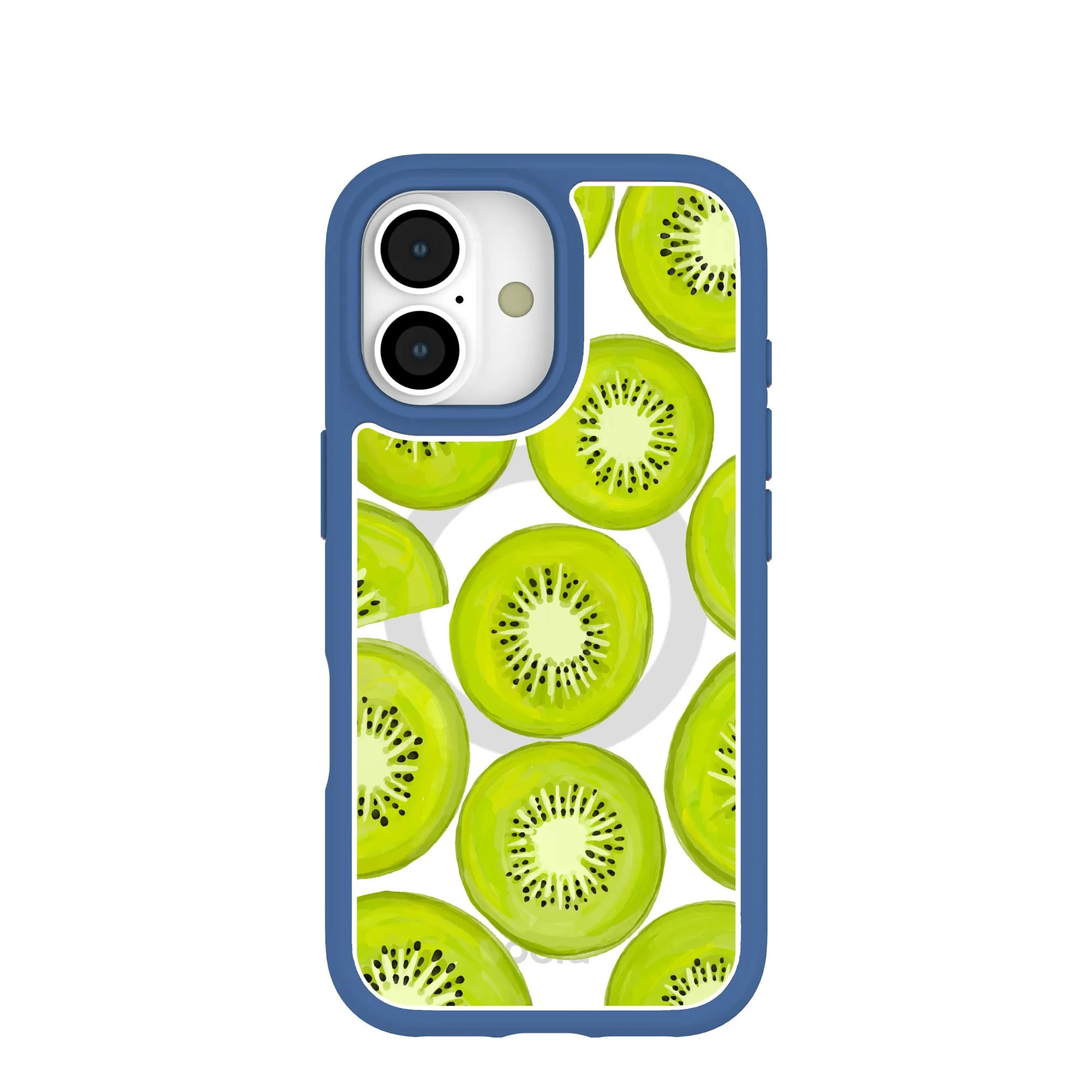 Fashion Accent Marble finish Clear Kiwi Slices iPhone 17 Case With True Blue Ridge (MagSafe included)