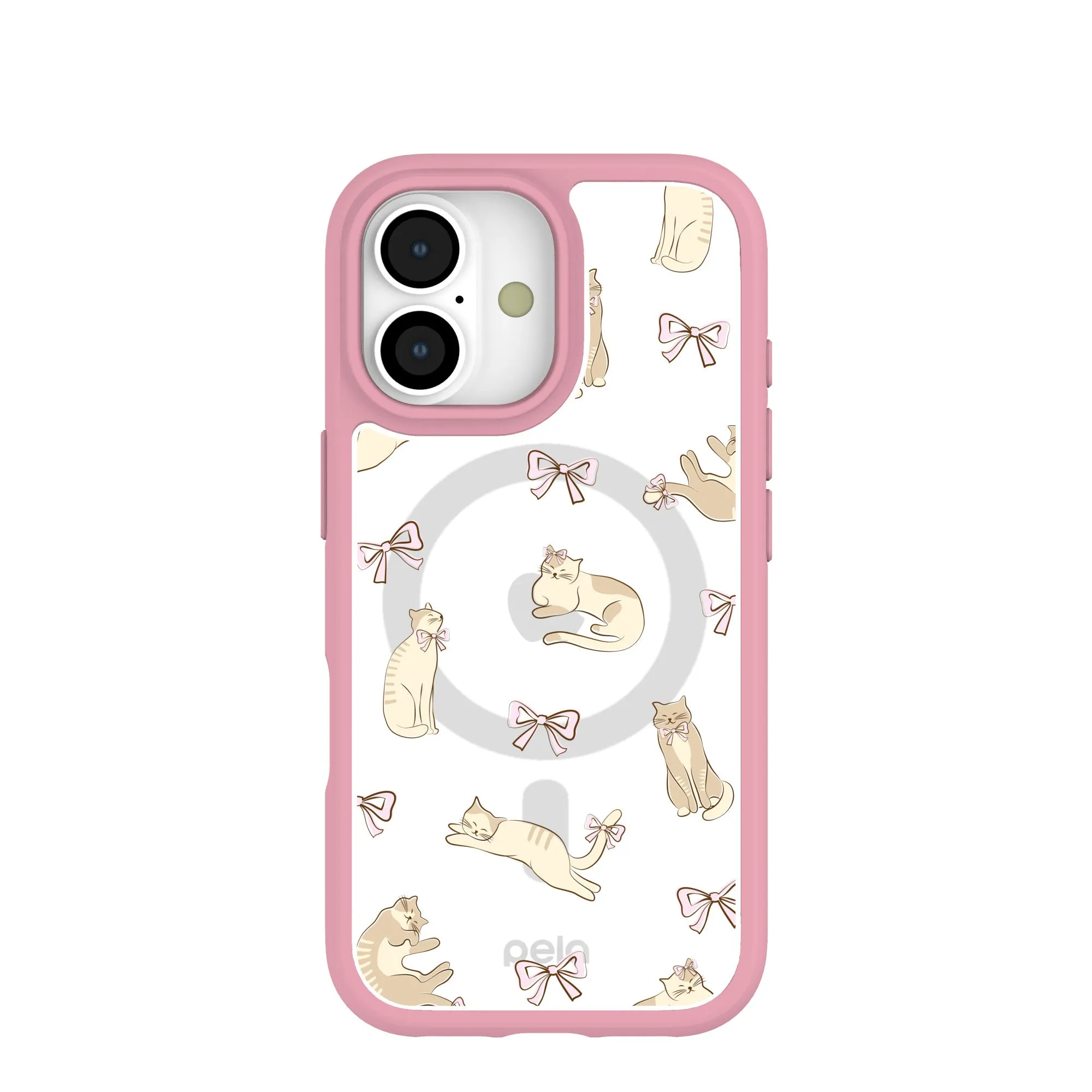 Clear Purrfection iPhone 17 Case With Petal Pink Ridge (MagSafe included) Magnetic Mount Compatible Everyday Comfort