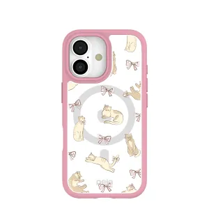 Clear Purrfection iPhone 17 Case With Petal Pink Ridge (MagSafe included) Magnetic Mount Compatible Everyday Comfort