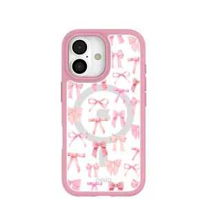 Clear Rosy Bows iPhone 17 Case With Petal Pink Ridge (MagSafe included) Comfort touch