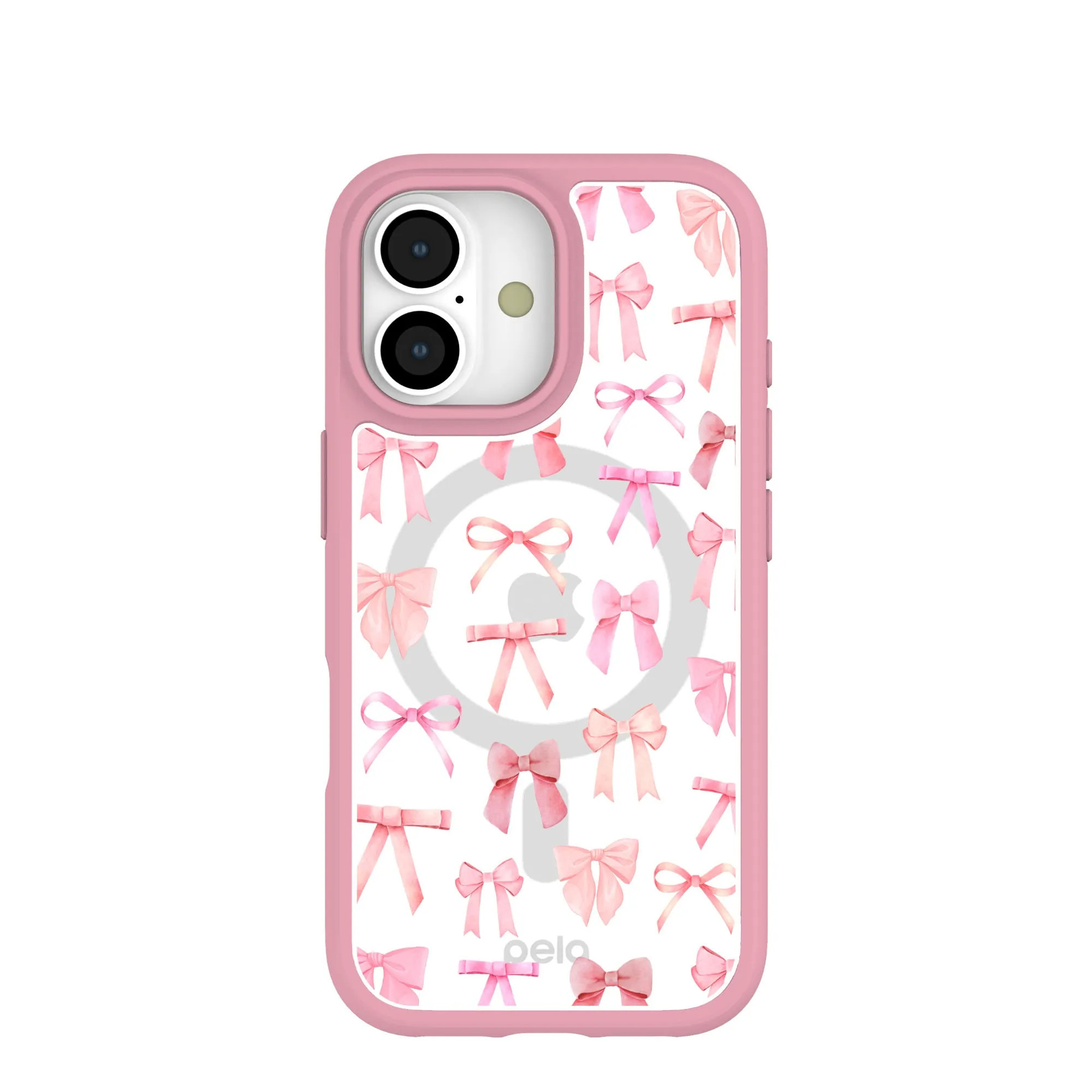 Clear Rosy Bows iPhone 17 Case With Petal Pink Ridge (MagSafe included) Comfort touch