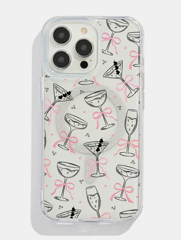 Ultra Slim Minimal Protection Cocktail Bows Glitter MagSafe iPhone Case
