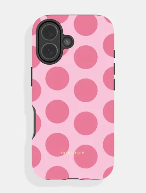Polished Texture Finish Pink Polka Dots Ultra Protective iPhone Case