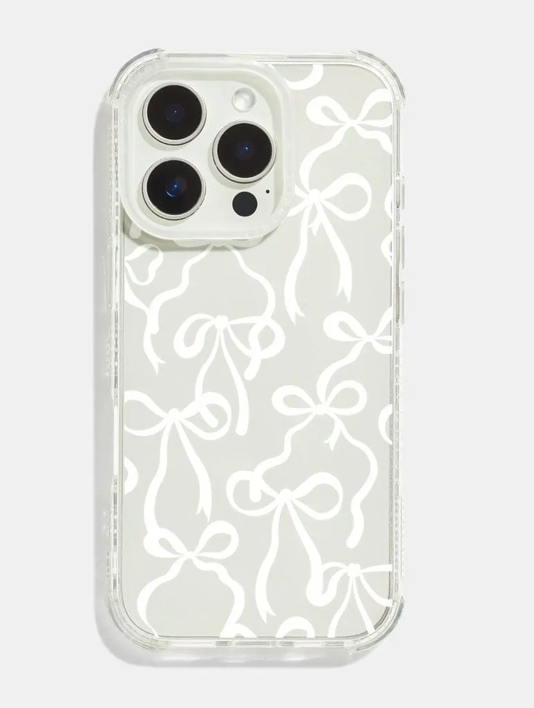Soft Finish Texture White Bows Shock iPhone Case