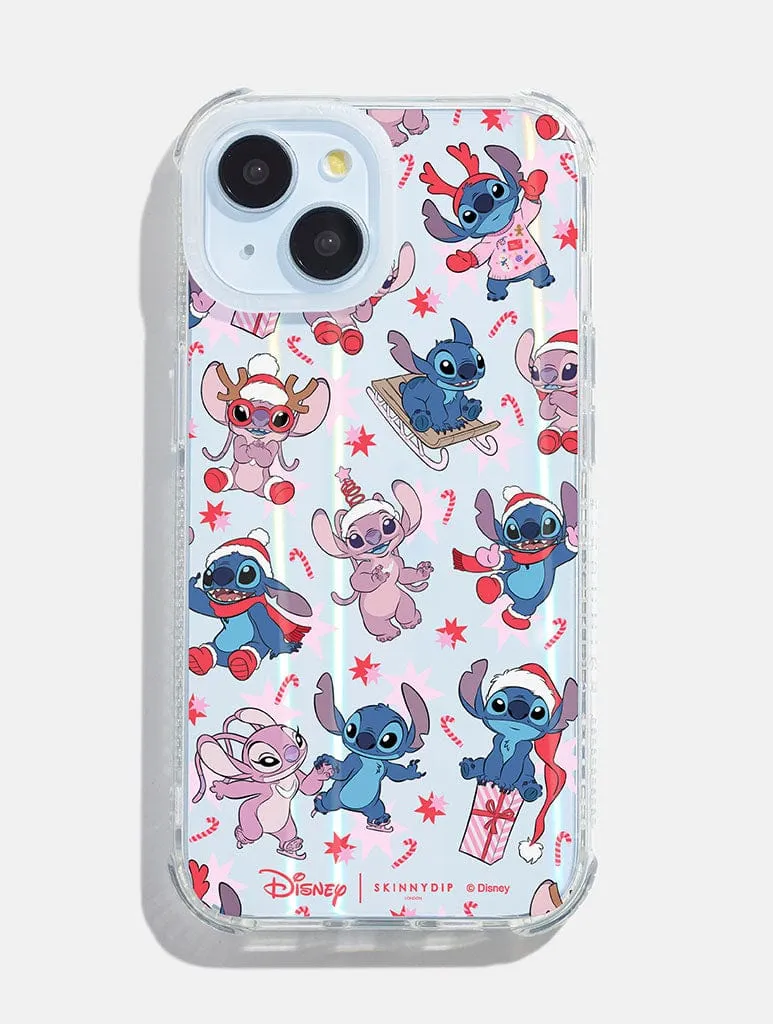 Soft Silicone Disney Christmas Stitch & Angel Shock iPhone Case