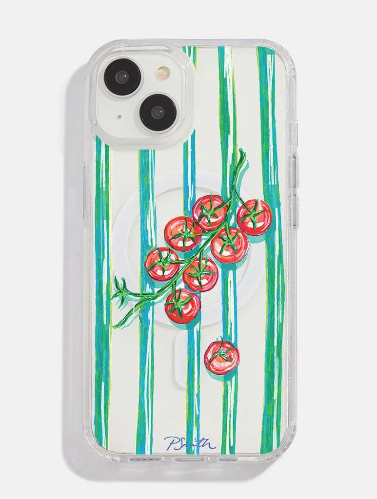 Handheld device Pippa Smith Studio x Skinnydip Tomatoes On Green Stripes MagSafe iPhone Case