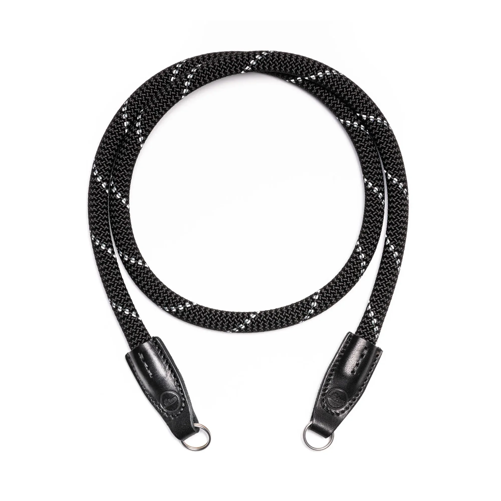 Cooph Leica Rope Strap with Split Ring, 49.6" (26cm) - Black Reflective Abstract Design Slide Buckle