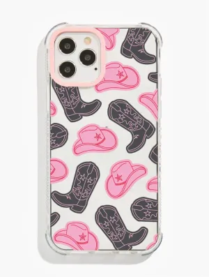 Marble Pattern Cowboy Hat & Boots Shock iPhone Case