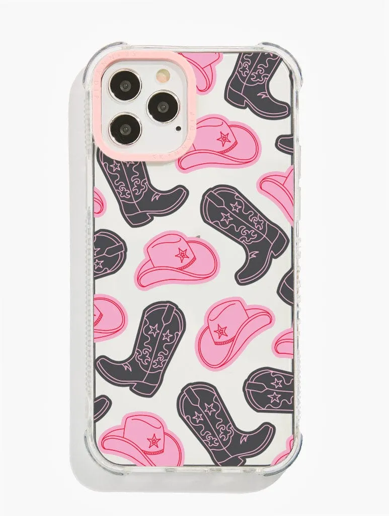Marble Pattern Cowboy Hat & Boots Shock iPhone Case