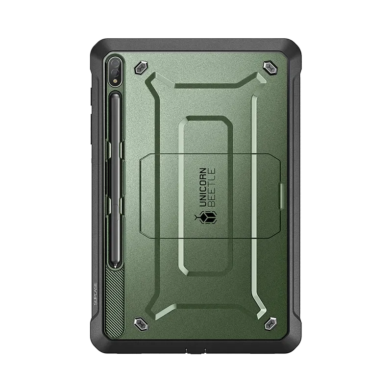 textured grip cover foldable smart shell Galaxy Tab S8 Ultra (2022) Unicorn Beetle Pro Rugged Case-Dark Green