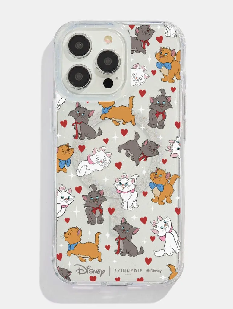 Protective Texture Layer Textured Detail Disney Aristocats Ditsy Heart Glitter MagSafe iPhone Case