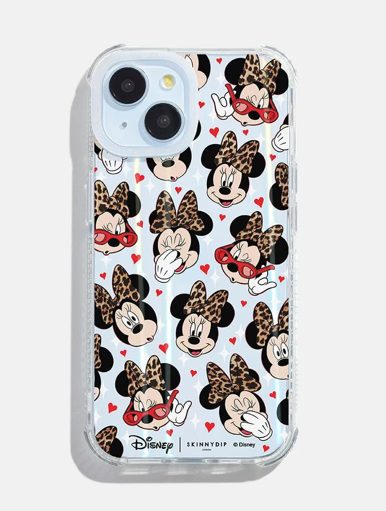 Polished Surface Texture Disney Minnie Leopard Print Shock iPhone Case