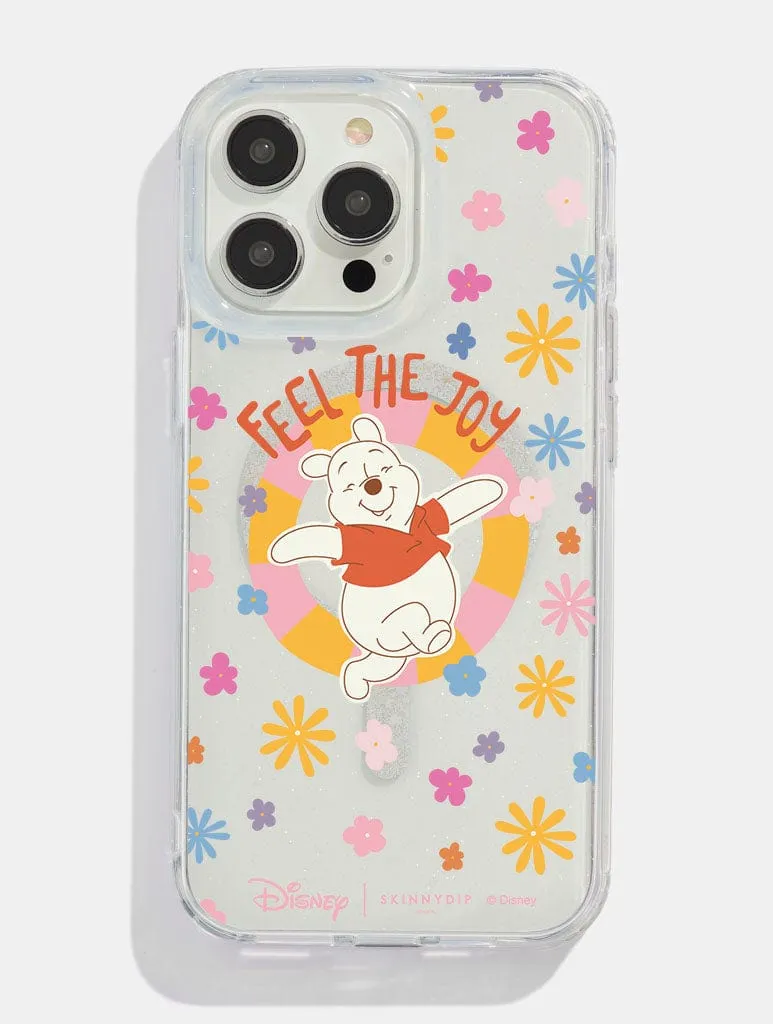Disney Winnie The Pooh Feel The Joy Glitter MagSafe iPhone Case Comfort Shield Texture Luxury Texture Finish