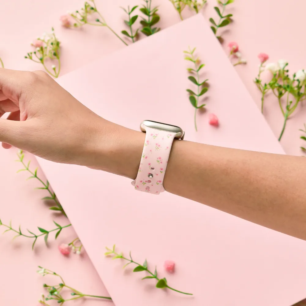 Active Daily Comfort Smooth Texture Ditsy Floral Pink Apple Watch Strap