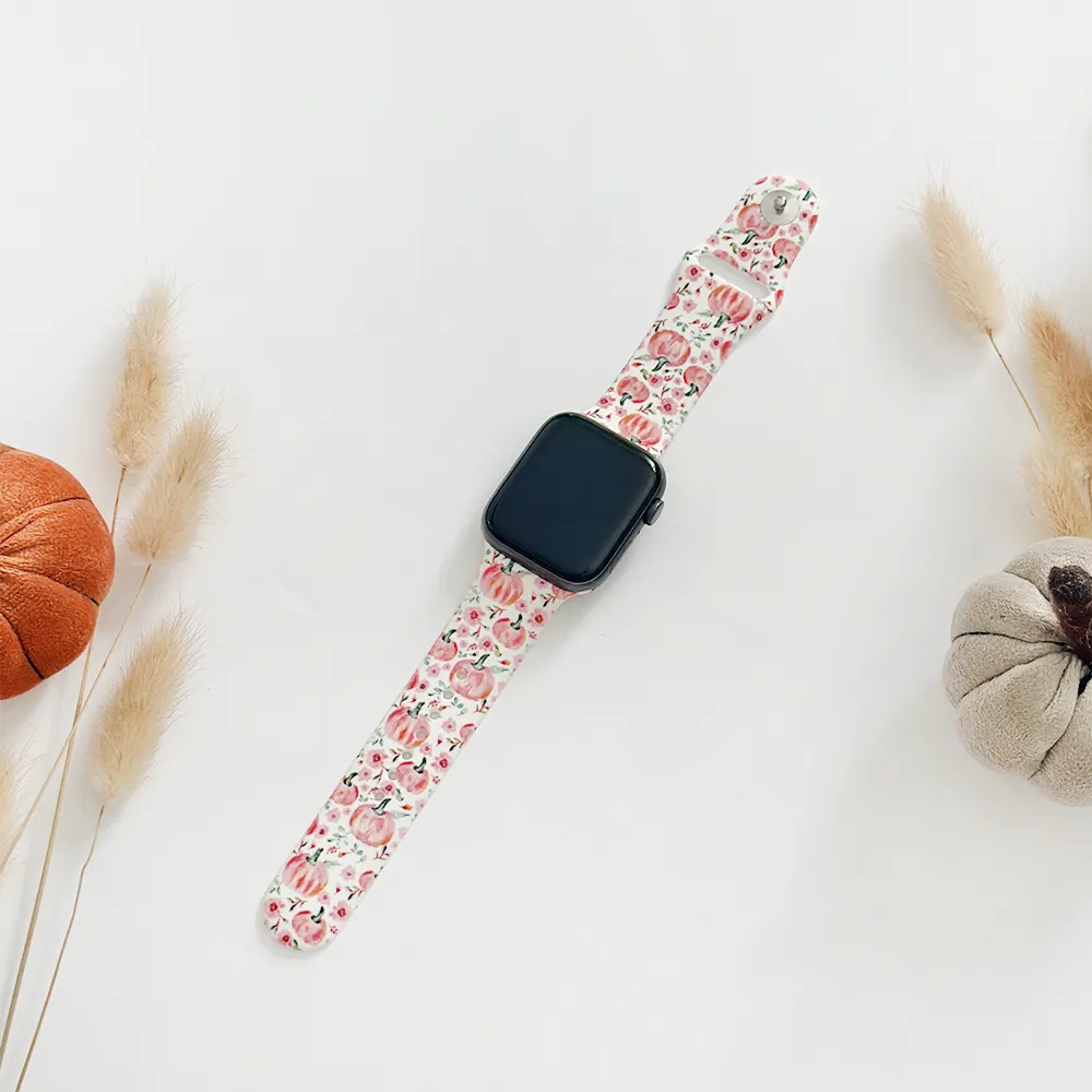 Adjustable Closure Sleek Accessory Ditsy Pumpkins Apple Watch Strap