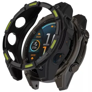 Soft Armor Guarding Garmin Fenix 8 - 47mm AMOLED Rugged TPU Case (Black/Green)