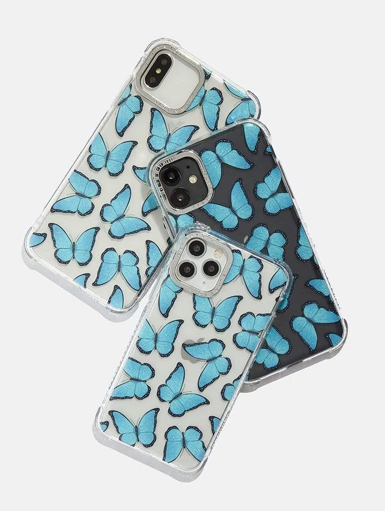 Wireless charging Blue Butterfly Shock iPhone Case