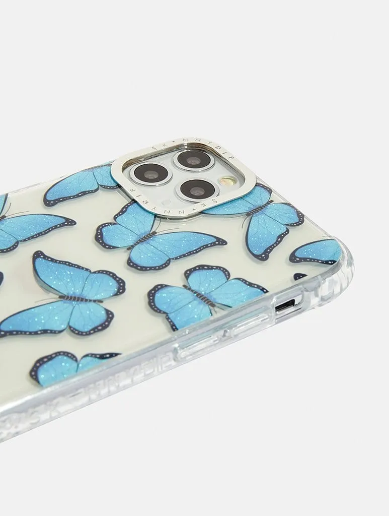 Luxury Texture Design Blue Butterfly Shock iPhone Case