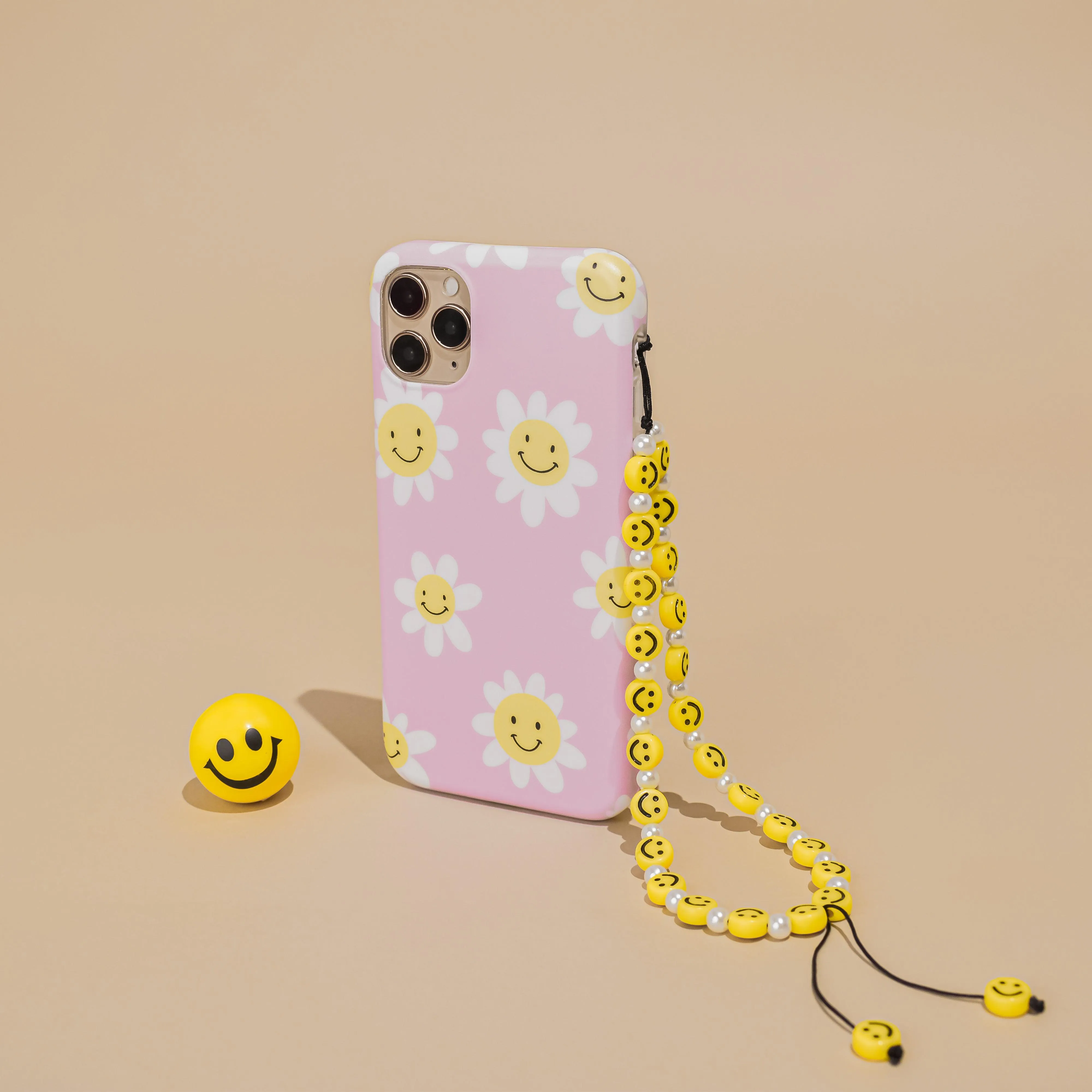 Beaded Phone Strap - Smiley Pearl Stylish Band Elastic