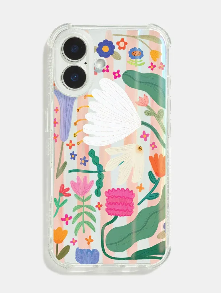 Kate Fox x Skinnydip Floral Stripe Shock iPhone Case Gloss Finish Texture Raised Edges