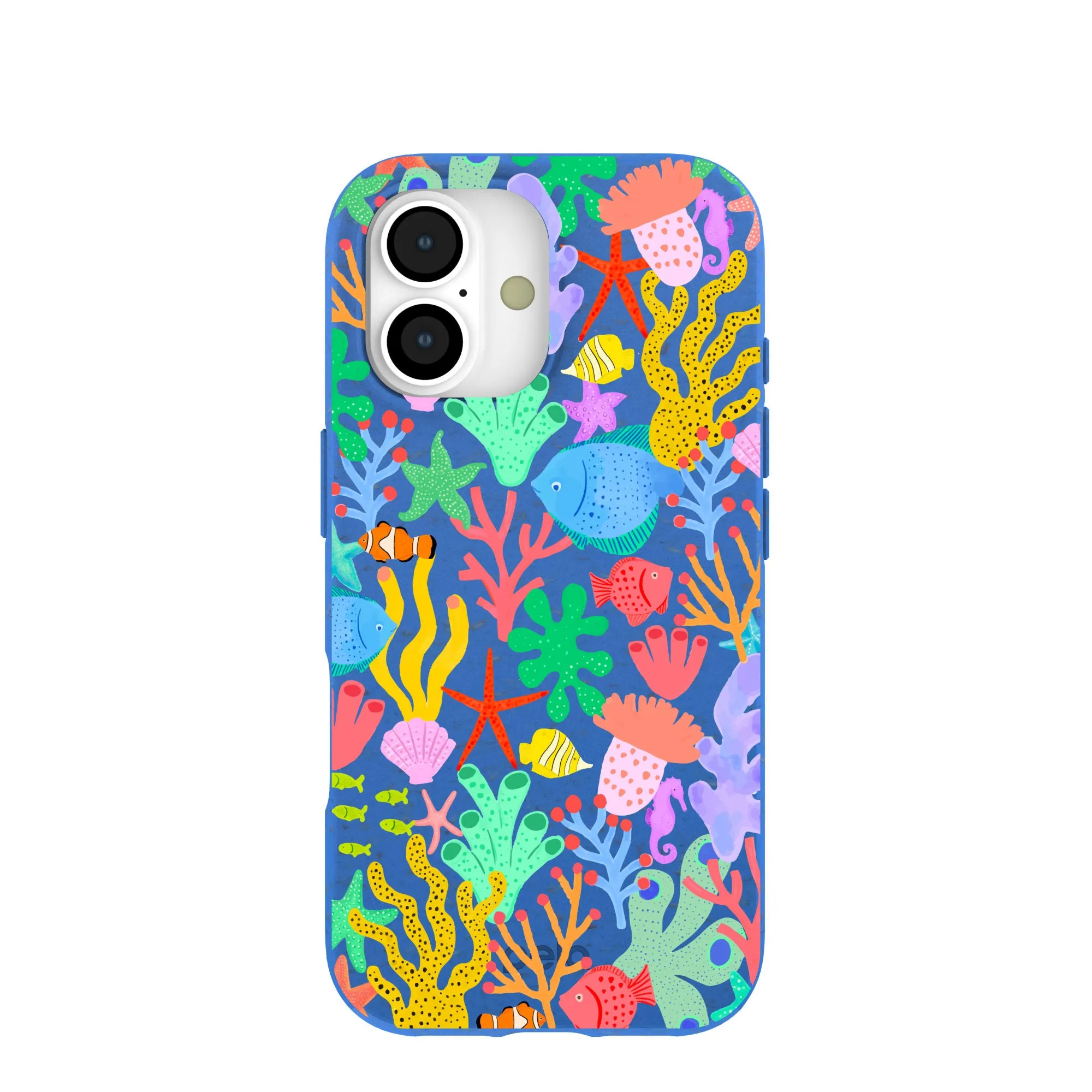 Electric Blue Underwater Blooms iPhone 17 Case Strong Surface Cushioned Edge