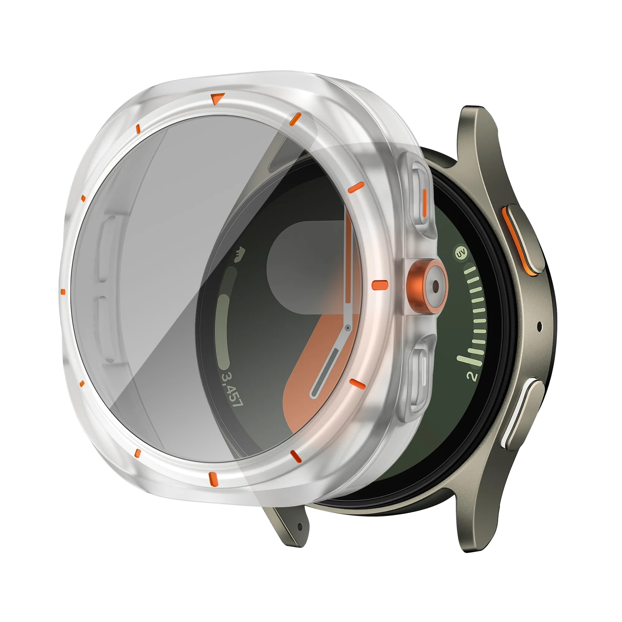 Anti-Slip Indoor Bandz Samsung Galaxy Watch 7 - 44mm Square PC Case with Glass (Frost)