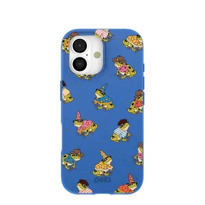 Color Pattern Electric Blue Fancy Frogs iPhone 17 Case