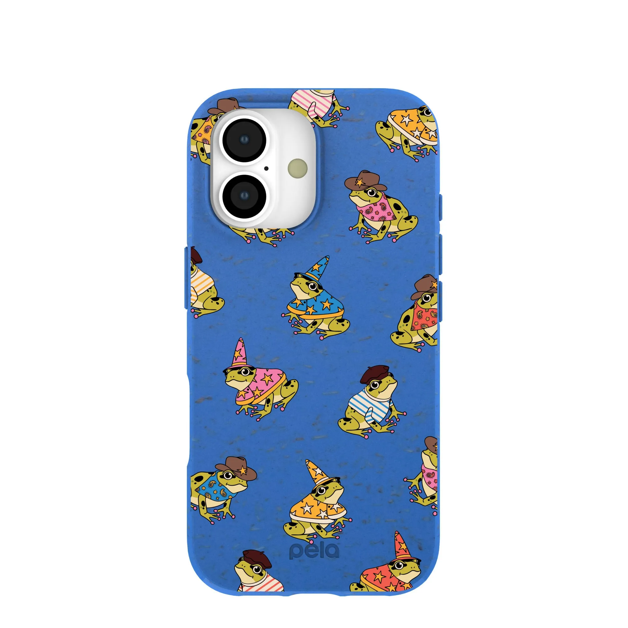 Color Pattern Electric Blue Fancy Frogs iPhone 17 Case