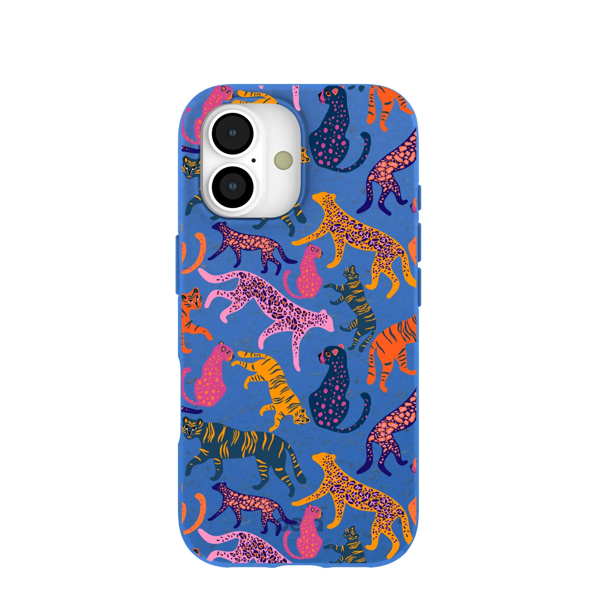 Hybrid Detail Electric Blue Jungle Cat iPhone 17 Case