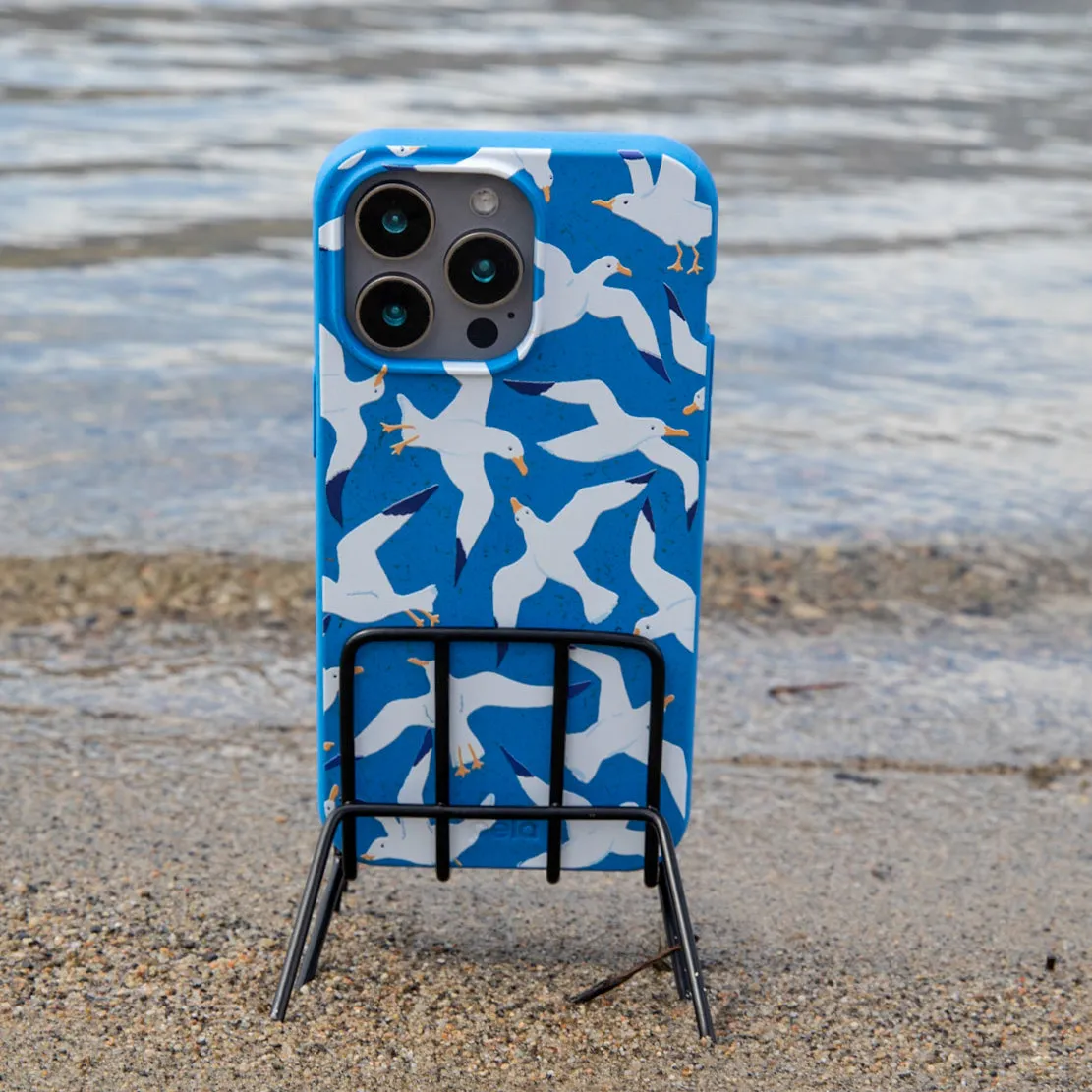 Matte Pattern Design Electric Blue Seagulls iPhone 17 Case