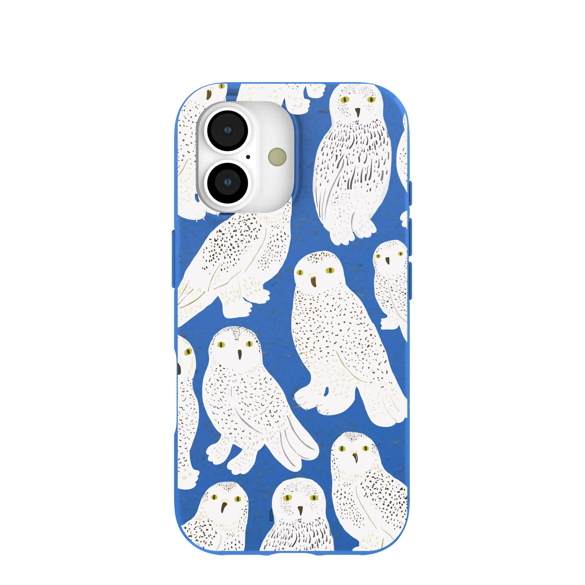 Electric Blue Snowy Owls iPhone 17 Case Stylish Finish Texture