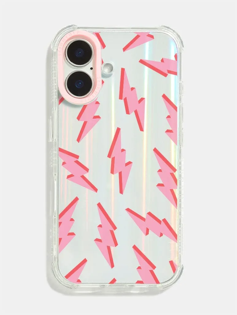 simple design Youth Style Pink & Red Lightning Bolt Shock iPhone Case
