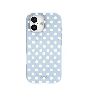 Rugged Surface Build Premium Style Powder Blue Indigo Dots iPhone 17 Case