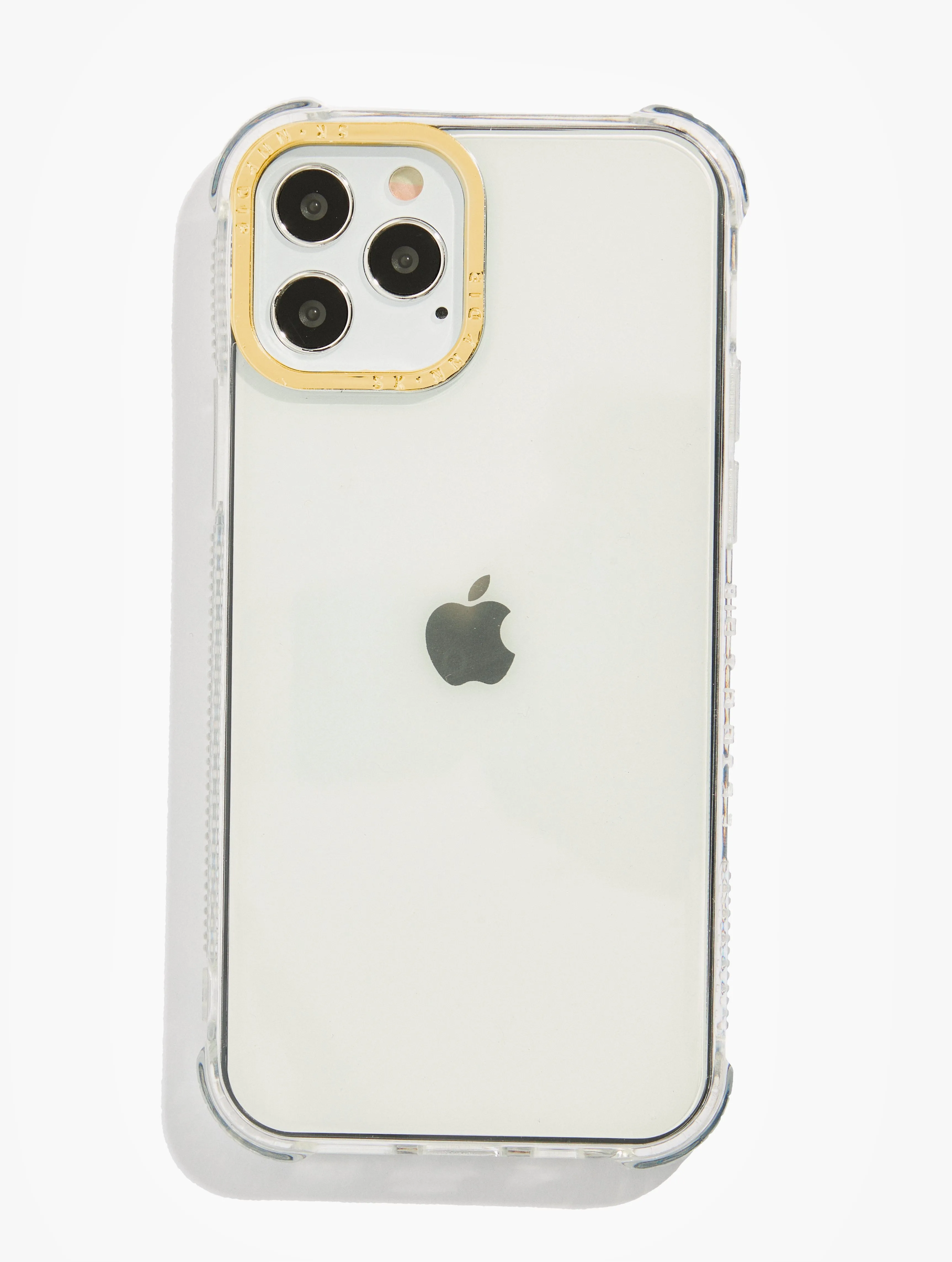 Transparent Look Modern Grip Texture Personalised Clear Shock iPhone Case With Gold Camera Hole
