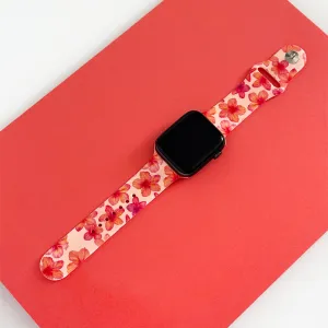 Island Girl Pink Hibiscus Apple Watch Strap Rugged Style Option