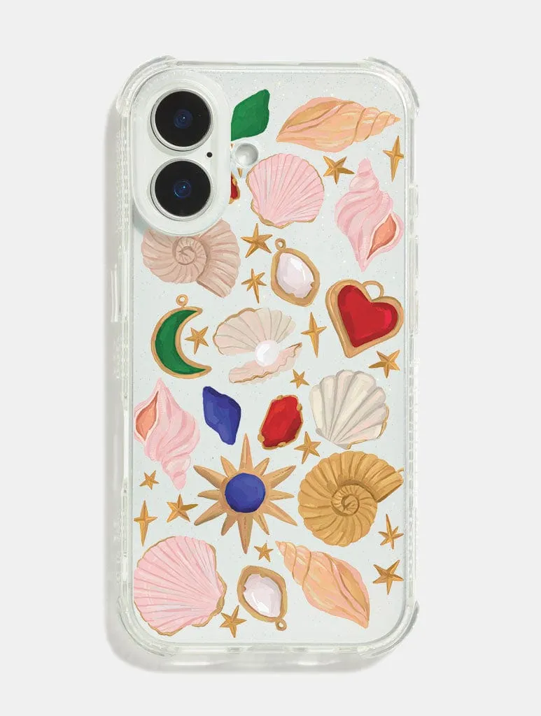 Luxury Finish Texture Elizabeth Rachael x Skinnydip Cosmic Shells Shock iPhone Case