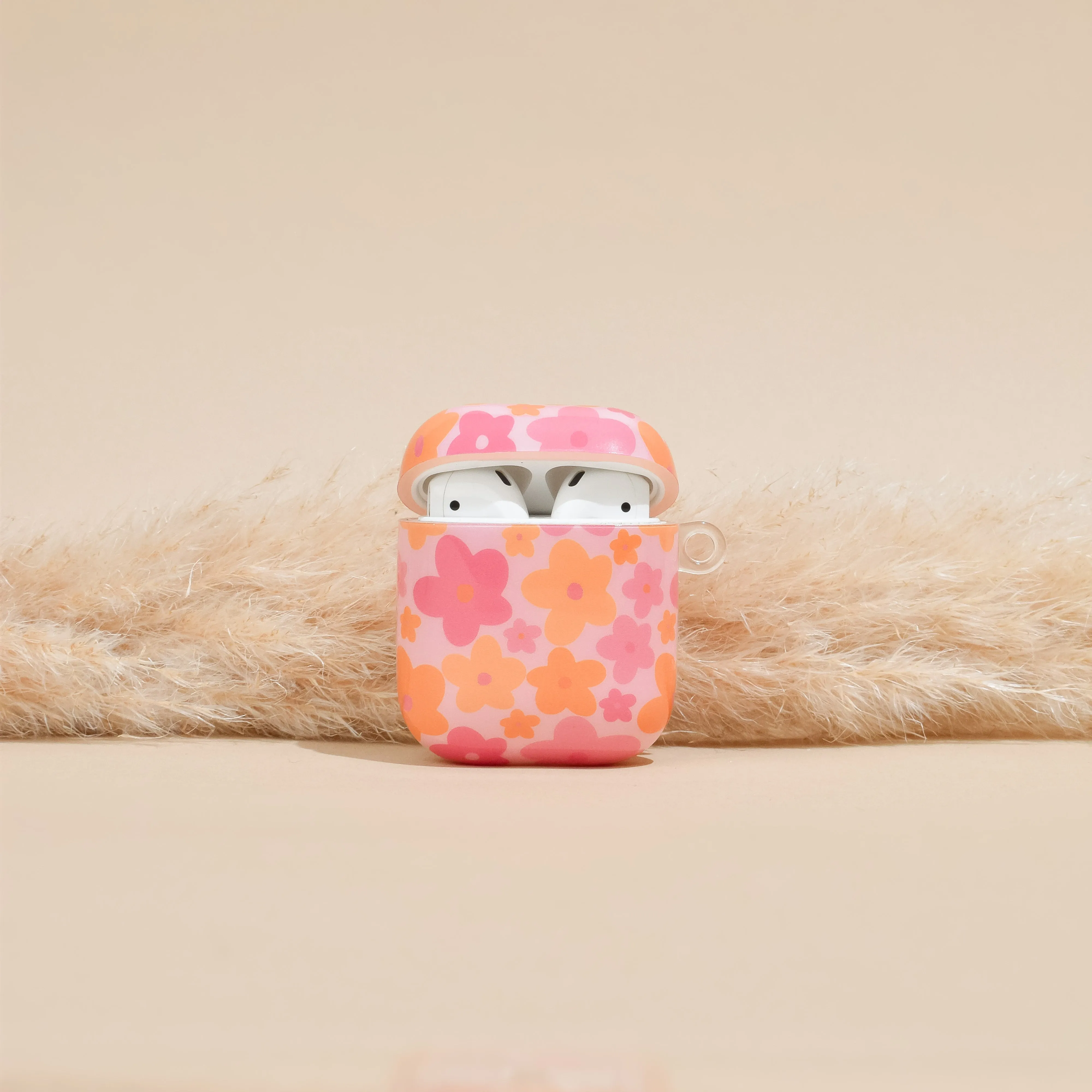 Airpods Case - Pink & Orange Bloom luxury metallic airpods case