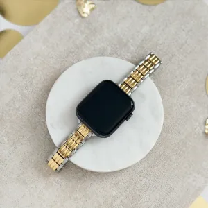 Retro Slim Stainless Steel Apple Watch Strap - Timeless Two Tone Minimalist Style Easy cleaning