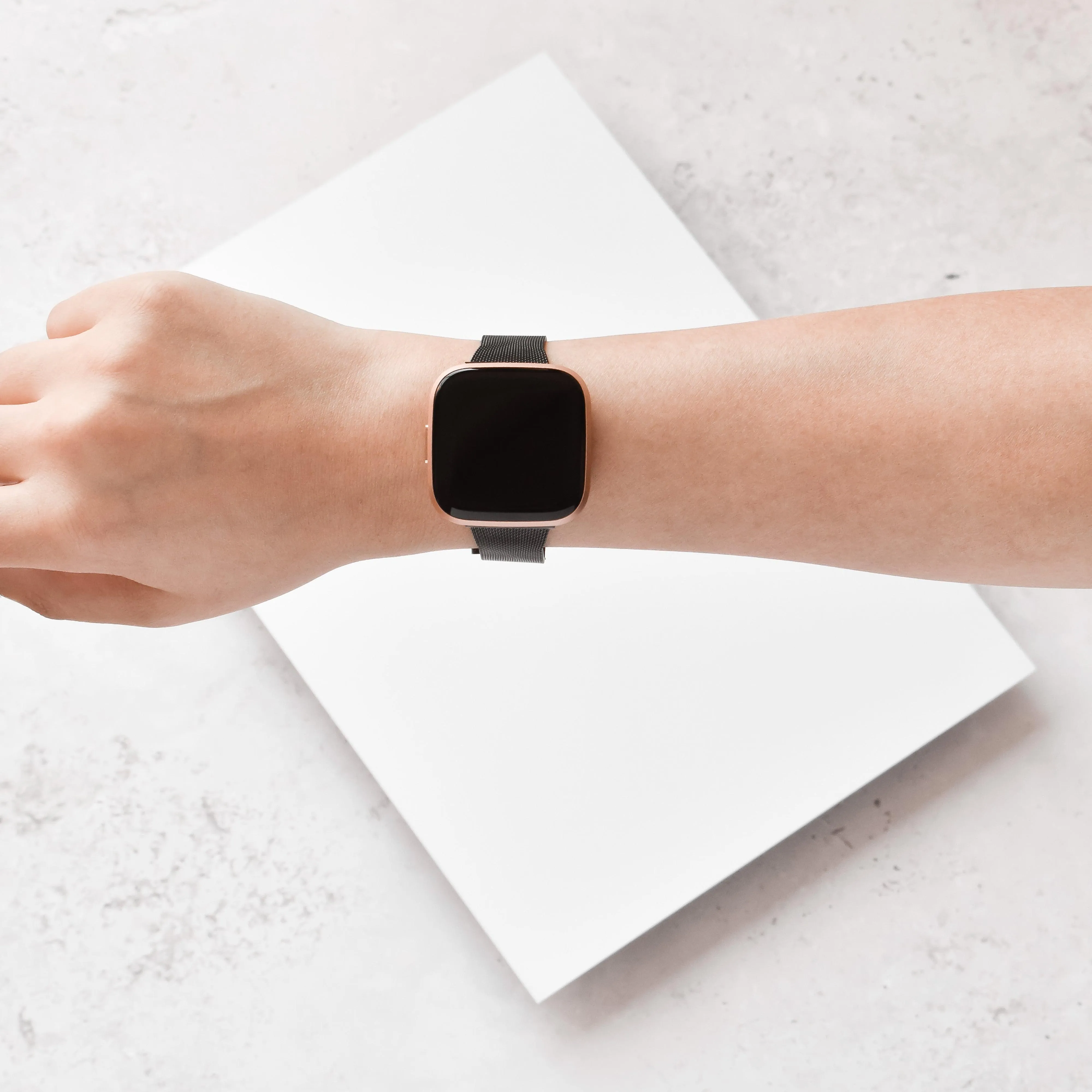 Fitbit Strap - Slim Milanese - Black Stylish Option Trendy Look