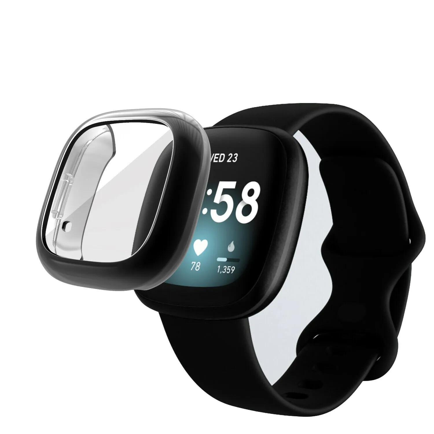 Fitbit Versa 3 Case (Black) Sport Ready