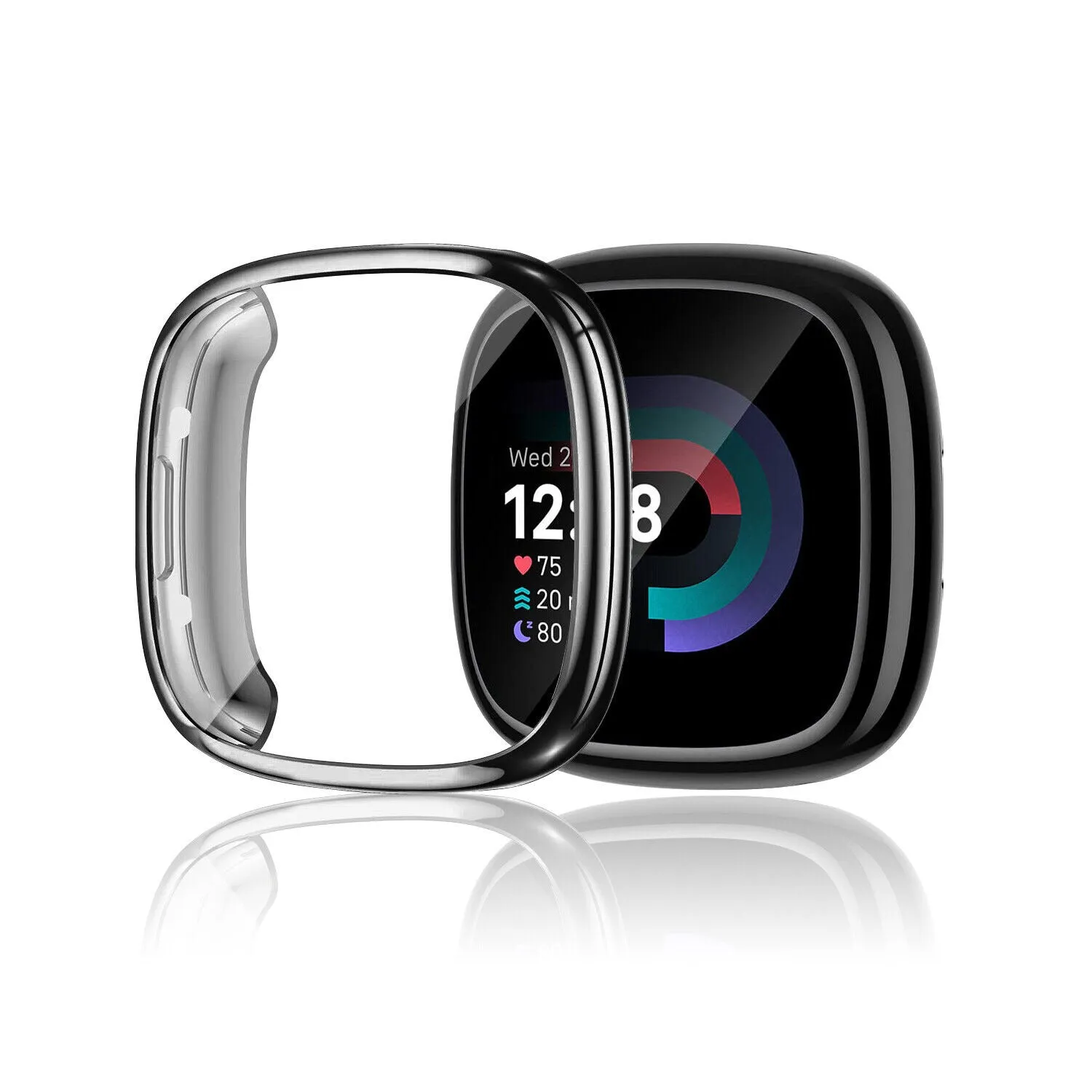 Drop Absorbing Edge Protective Outer Fitbit Versa 4/Sense 2 TPU Case (Black)