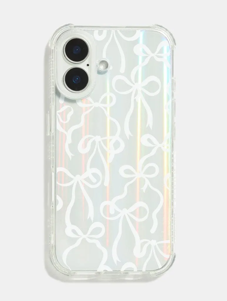 White Bows Holo Shock iPhone Case Matte Design Texture Strong material