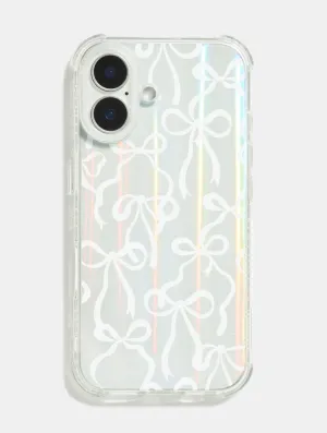 White Bows Holo Shock iPhone Case Matte Design Texture Strong material