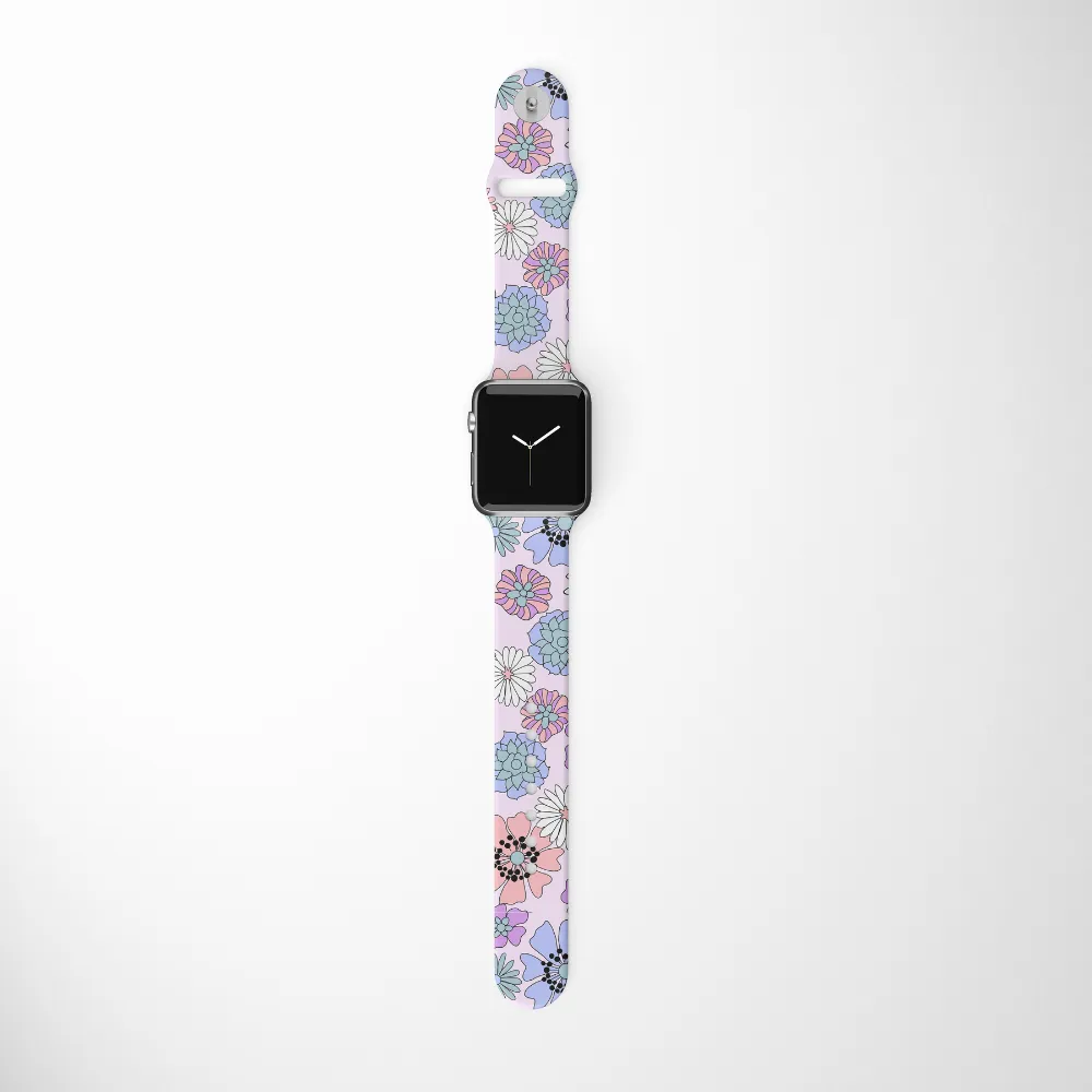 Pastel Flowers Apple Watch Strap Sporty Active Wear