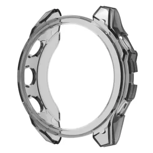 Garmin Fenix 8 - 51mm TPU Case (Transparent-Black) Hybrid Bumper Full Coverage