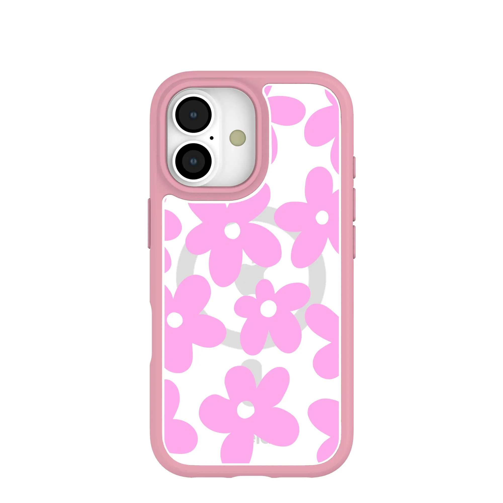 Everyday Protection Clear Pink Blooms iPhone 17 Case With Petal Pink Ridge (MagSafe included)