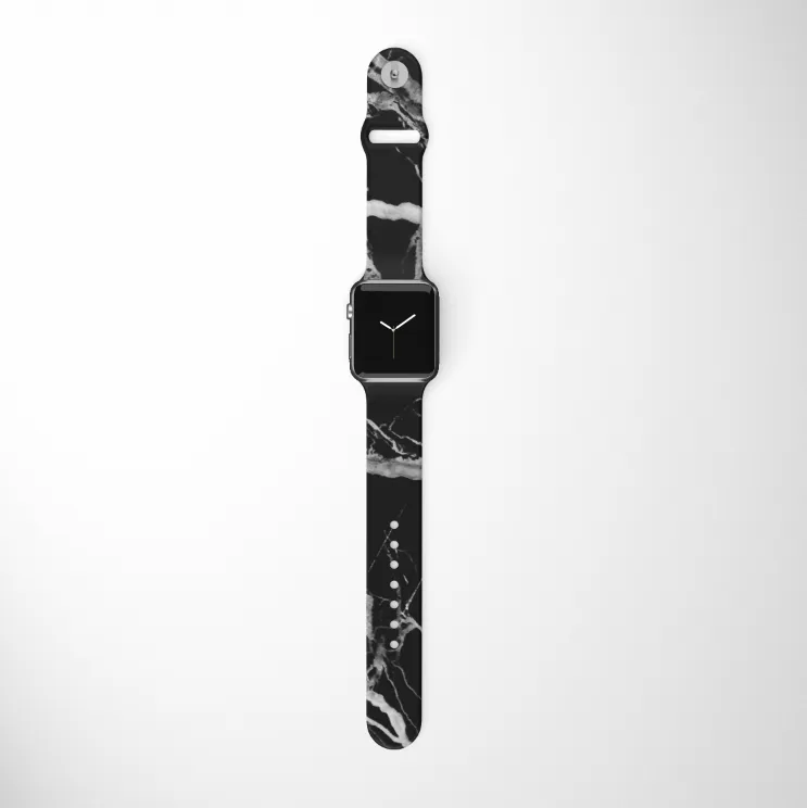 Rugged Outdoor Look Modern Fashion Touch Black Marble Apple Watch Strap